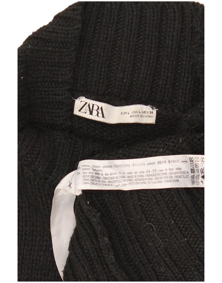 Zara Damen-Pullover mit Rollkragen, übergroß, Größe 40, Schwarz