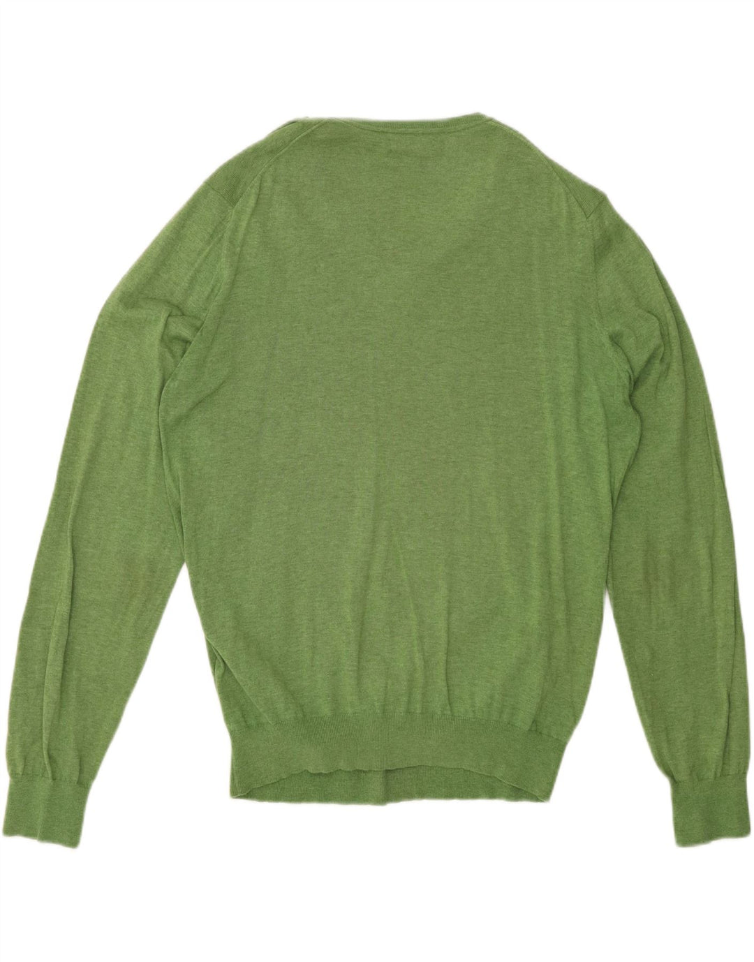 MASSIMO DUTTI Damen-Pullover mit V-Ausschnitt, UK 16, Größe L, grüne Baumwolle