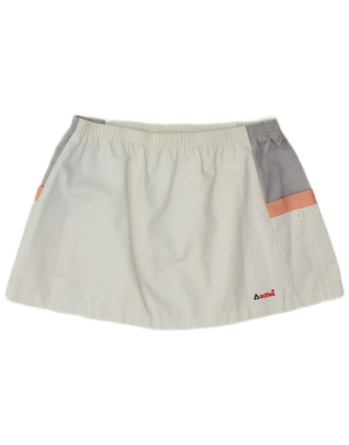 Active Damen-Mini-Tennisrock, EU 44, XL, W32, weißes Colourblock-Polyester