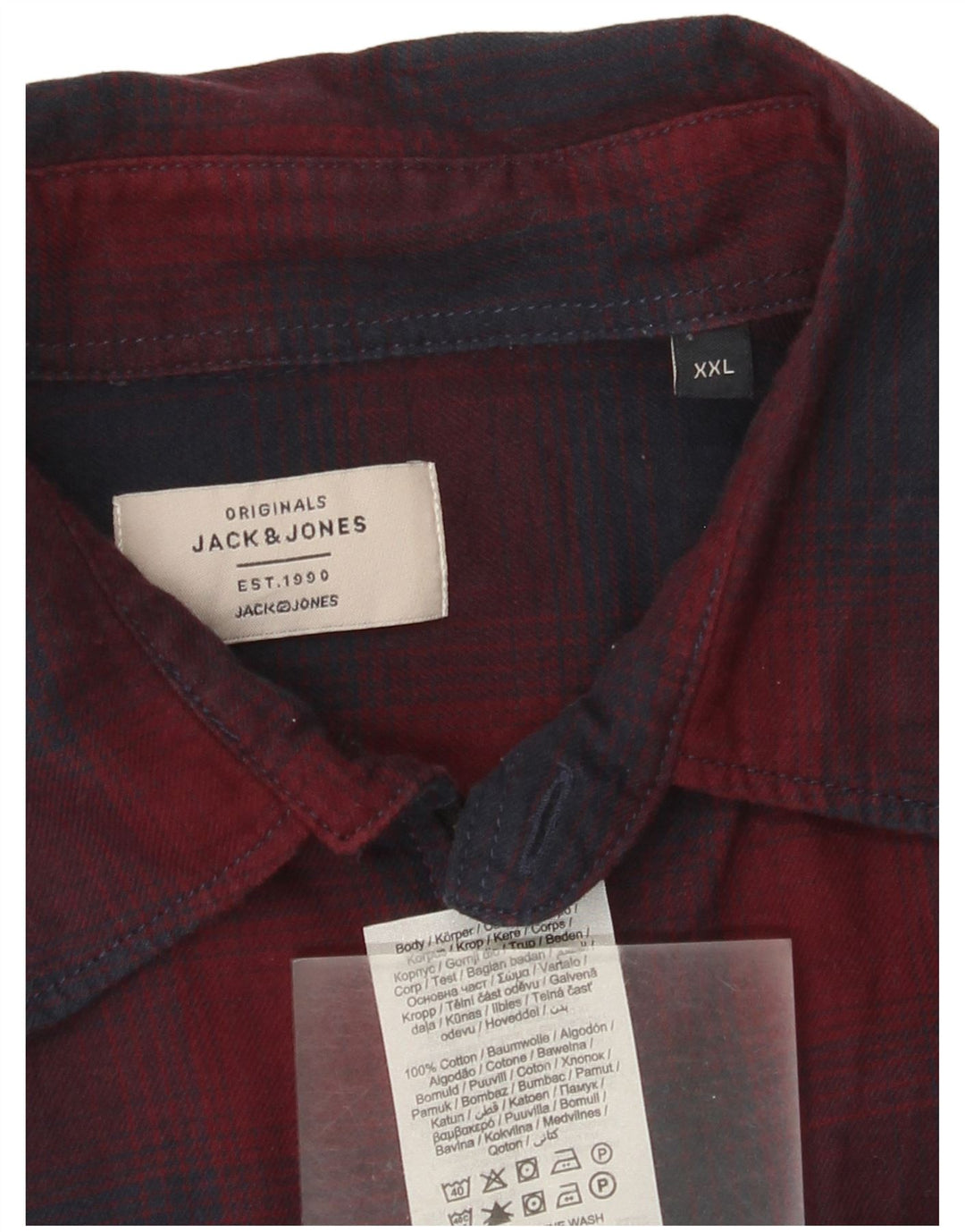 Jack & Jones Herren-Flanellhemd 2XL, rot kariert, Baumwolle