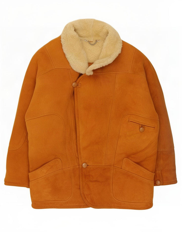 Vintage Herren Shearling Jacke IT 50 Large Beige