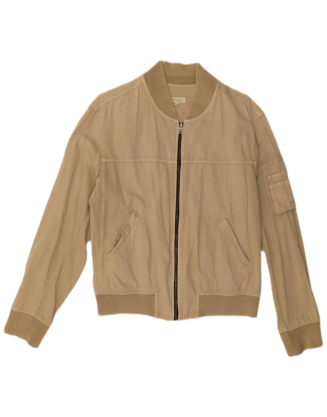 Vintage Damen Bomberjacke UK 16 Große Beige Baumwolle