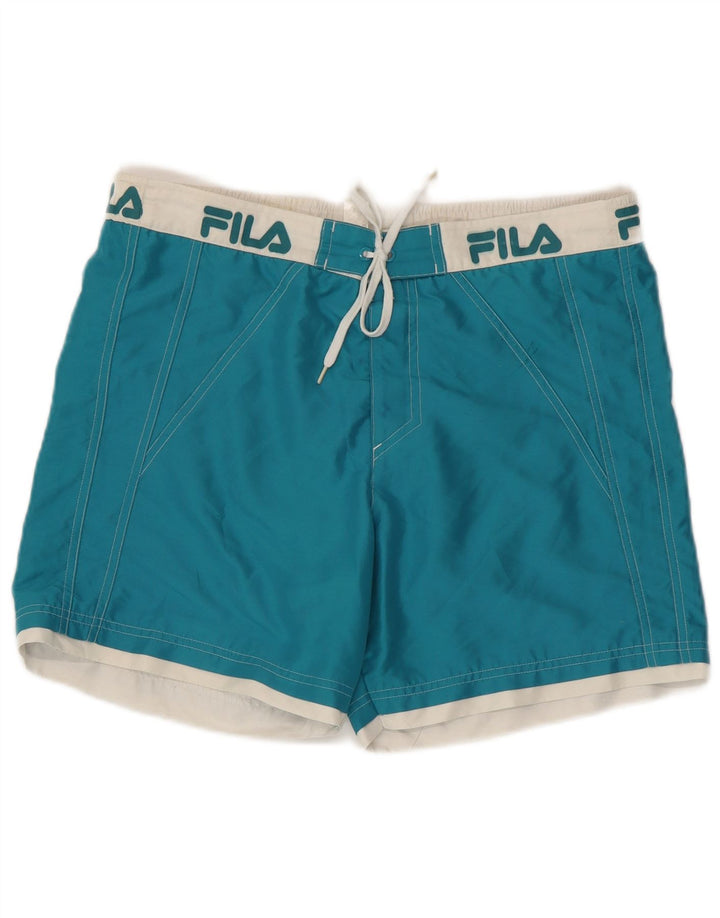 Fila Herren-Badeshorts mit Grafik, mittelblau, Farbblock-Polyester