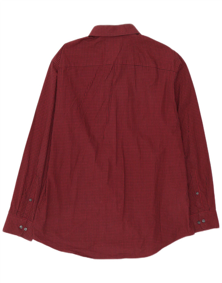 CALVIN KLEIN Herren-Hemd mit normaler Passform, Größe 16 1/2, große rote Gingham-Baumwolle