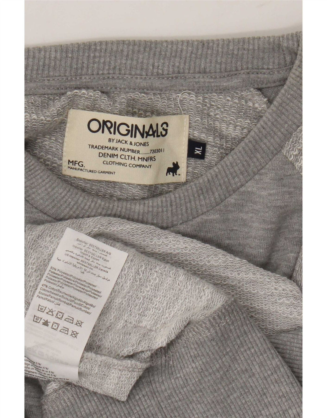 Jack & Jones Herren-Sweatshirt, Pullover, XL, grau meliert, Polyester