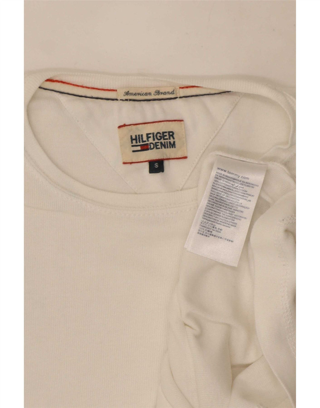 Tommy Hilfiger Herren-Top, langärmelig, klein, weiße Baumwolle