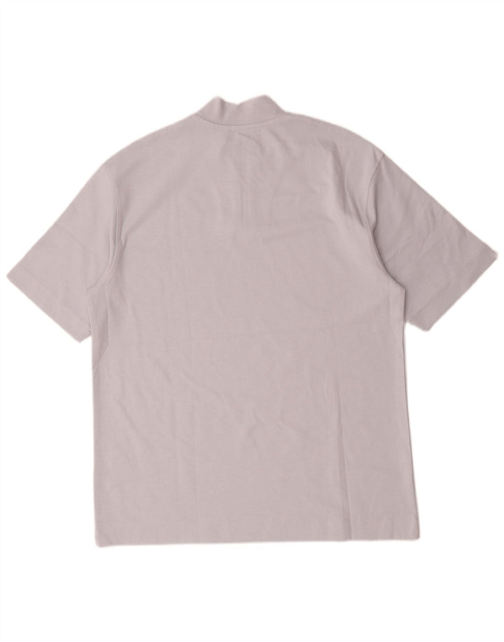 Zara Herren-T-Shirt mit Reißverschluss am Hals, mittelblaue Baumwolle