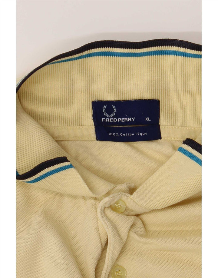 Fred Perry Herren-Poloshirt XL, gelb gestreift, Baumwolle