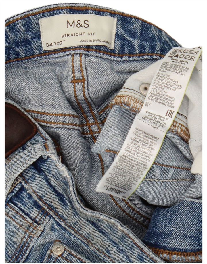Marks & Spencer Herren-Jeansshorts, W34, Größe L, Blau, Baumwolle