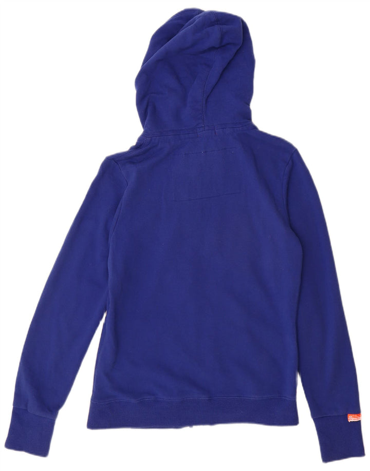 Superdry Damen Zip Hoodie Pullover UK 12 Mittelblaue Baumwolle