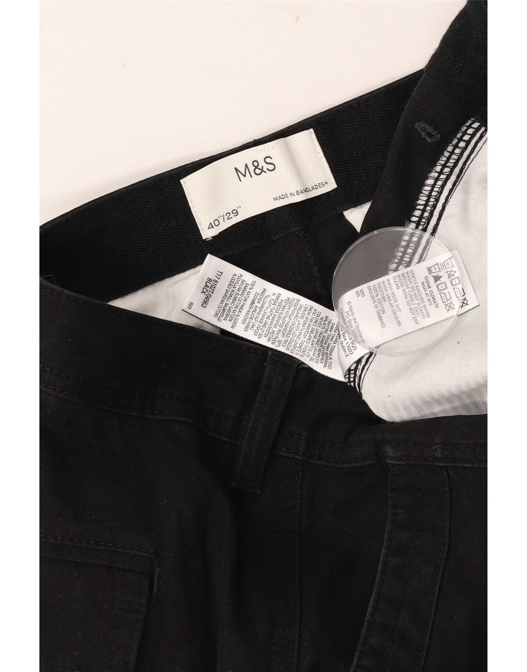 Marks & Spencer Slim Cargo-Hose für Herren, W40, L29, schwarze Baumwolle