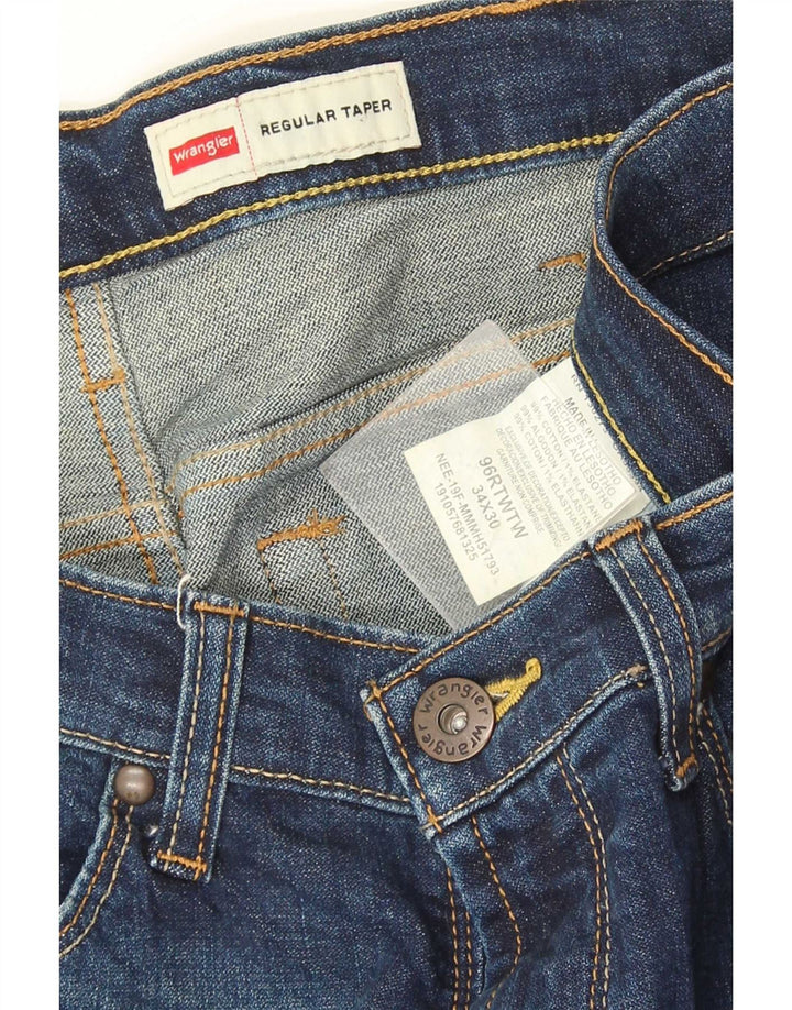 Wrangler Herren Regular Tapered Jeans W34 L30 Marineblaue Baumwolle