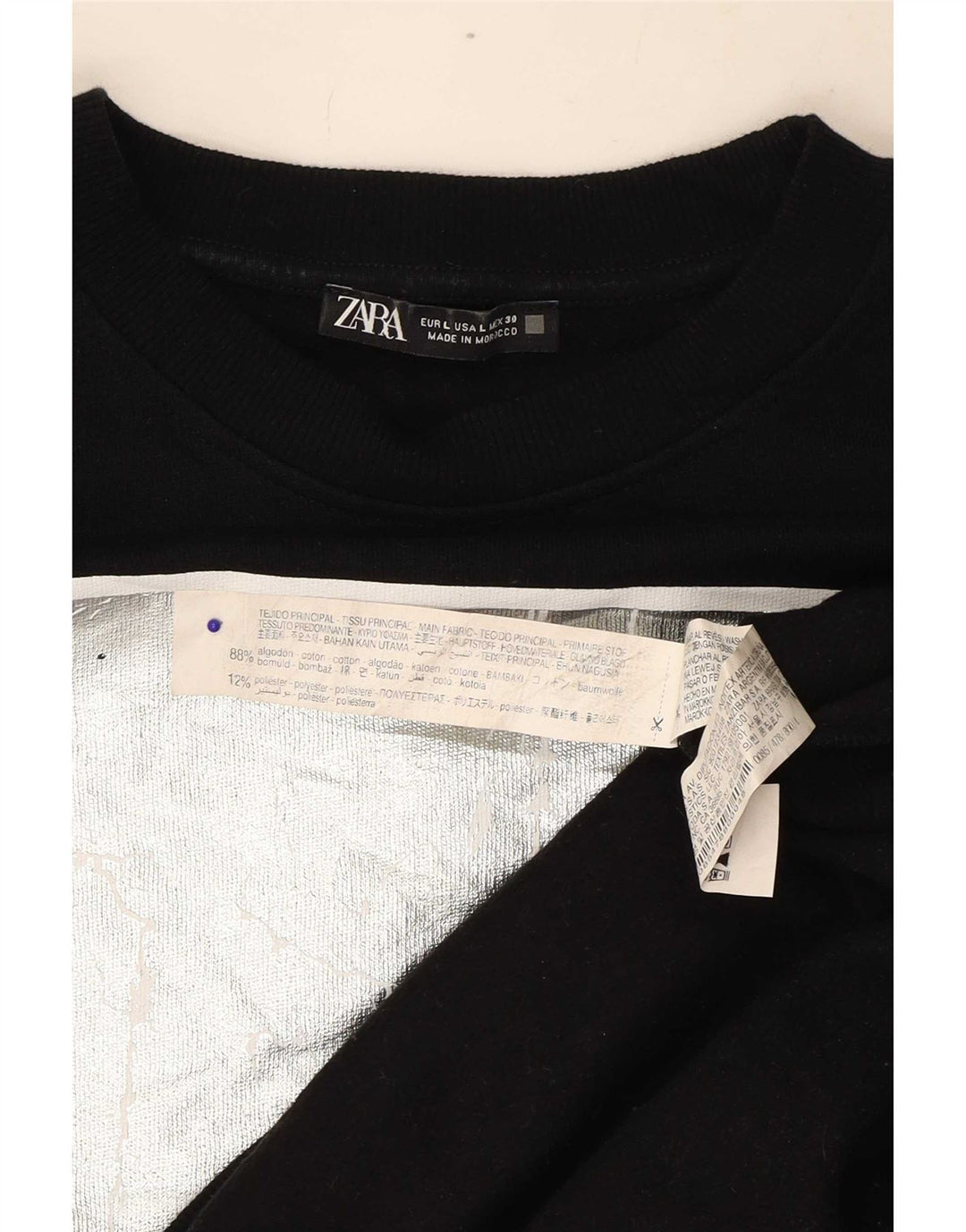Zara Damen-Sweatshirt mit Grafik, übergroß, Gr. 40, Größe L, Schwarz, Baumwolle