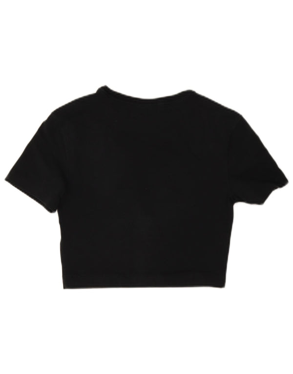 Nike Damen Crop Graphic T-Shirt Top UK 6 XS Schwarz