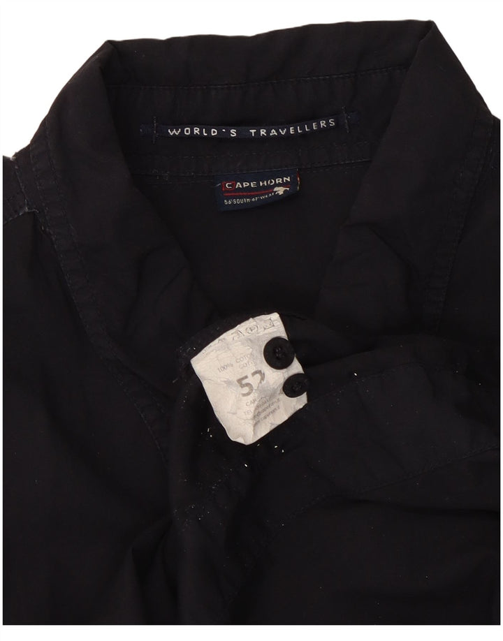 Cape Horn Herren Kurzarmhemd IT 52 Large Marineblau Baumwolle