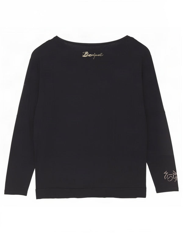 Desigual Damen-Oversize-Grafikoberteil mit 3/4-Ärmeln, UK-Größe 14, mittelschwarze Viskose