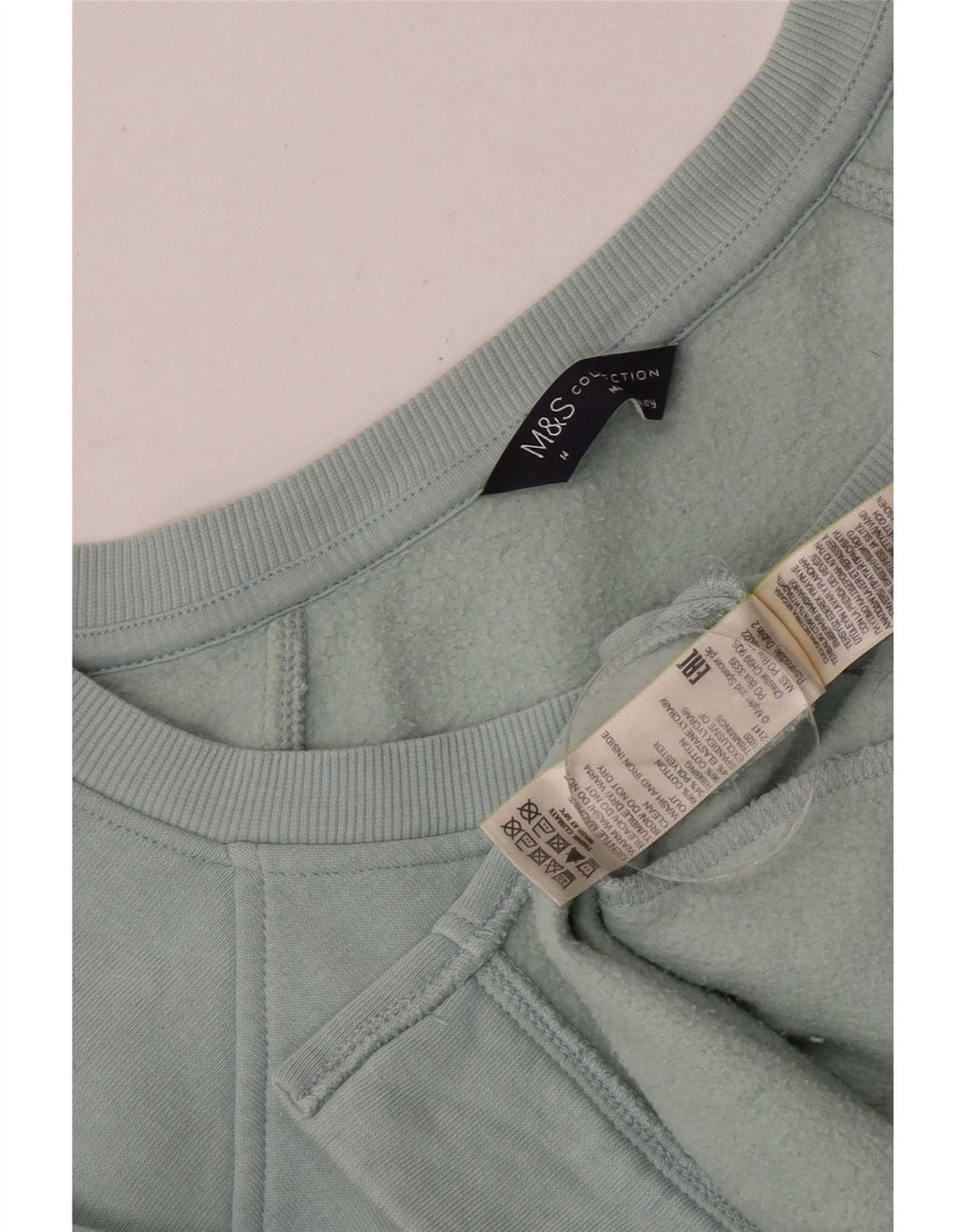 Marks & Spencer Damen Longline Sweatshirt Pullover UK 14 Mittelblaue Baumwolle