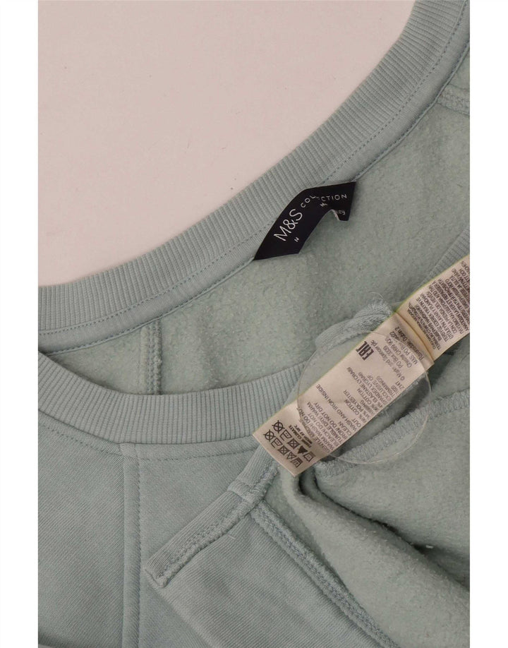 Marks & Spencer Damen Longline Sweatshirt Pullover UK 14 Mittelblaue Baumwolle