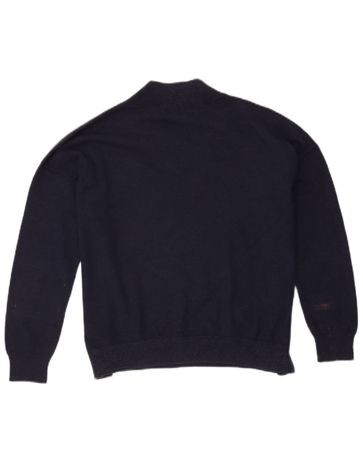 Marks & Spencer Damen Übergroßer Pullover mit V-Ausschnitt Mittelblau