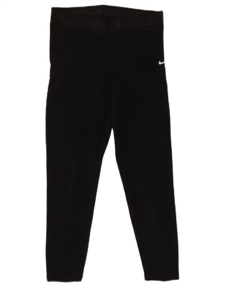 Nike Damen Crop Leggings UK 12 Mittelschwarzes Polyester