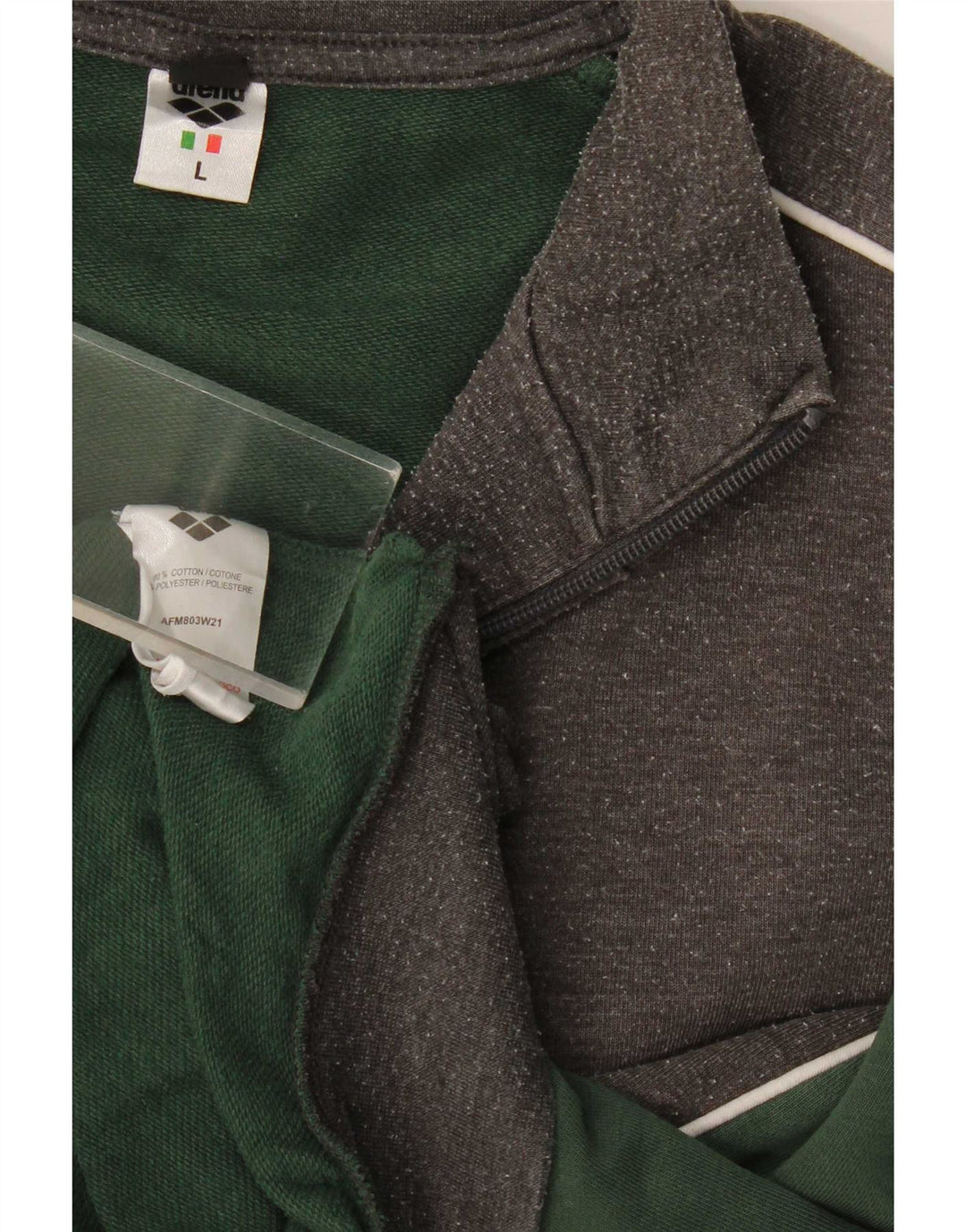 Arena Herren-Trainingsanzug-Top-Jacke, große graue Colourblock-Baumwolle