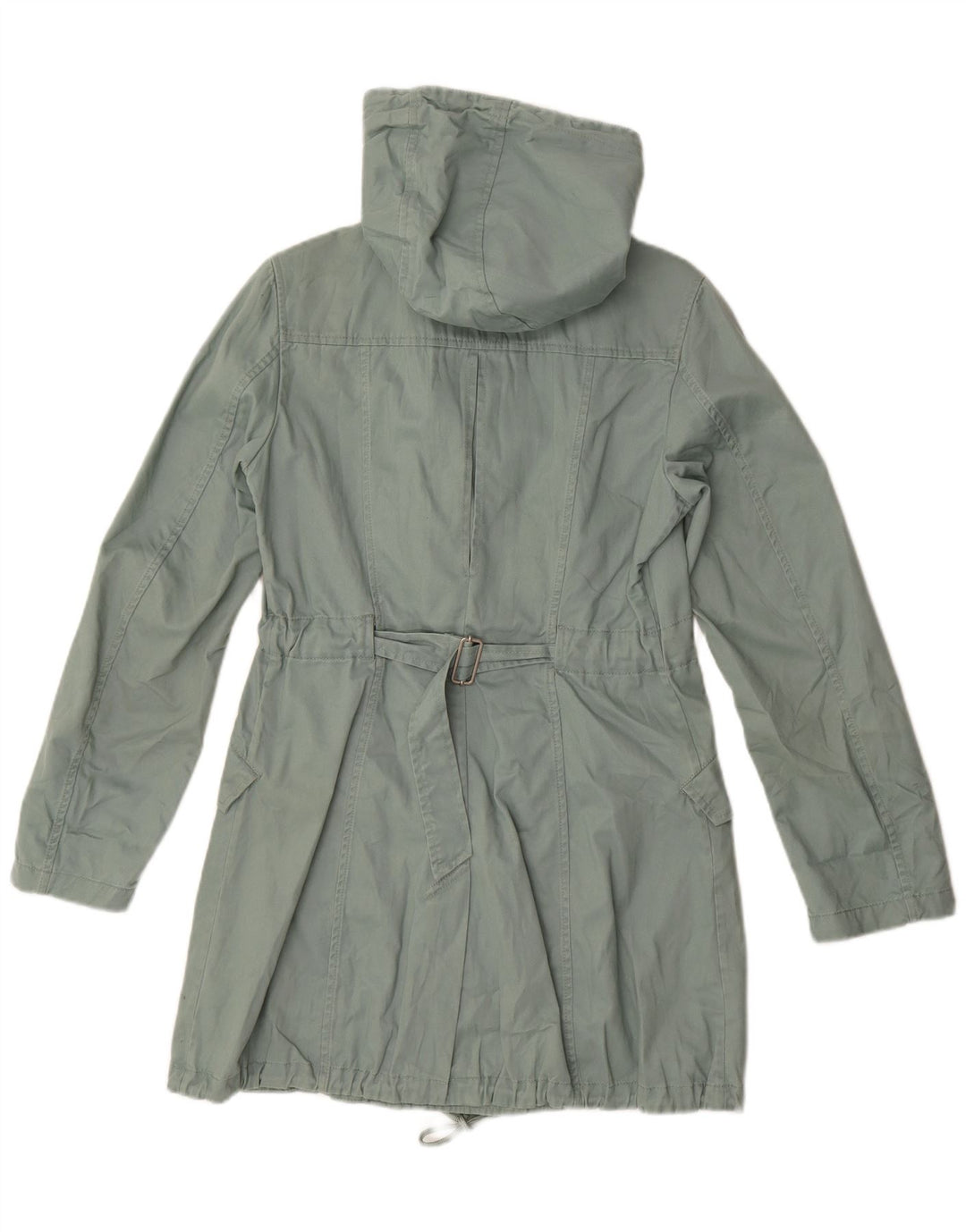 Benetton Damen Parka mit Kapuze IT 42 Mittelgrüne Baumwolle