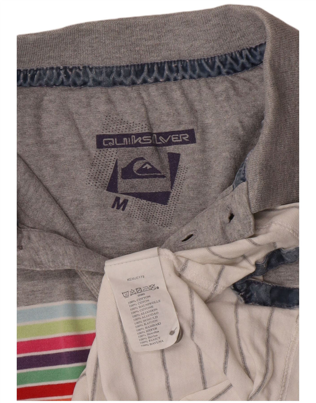 Quiksilver Herren-Poloshirt aus mittelgrauer, gestreifter Baumwolle