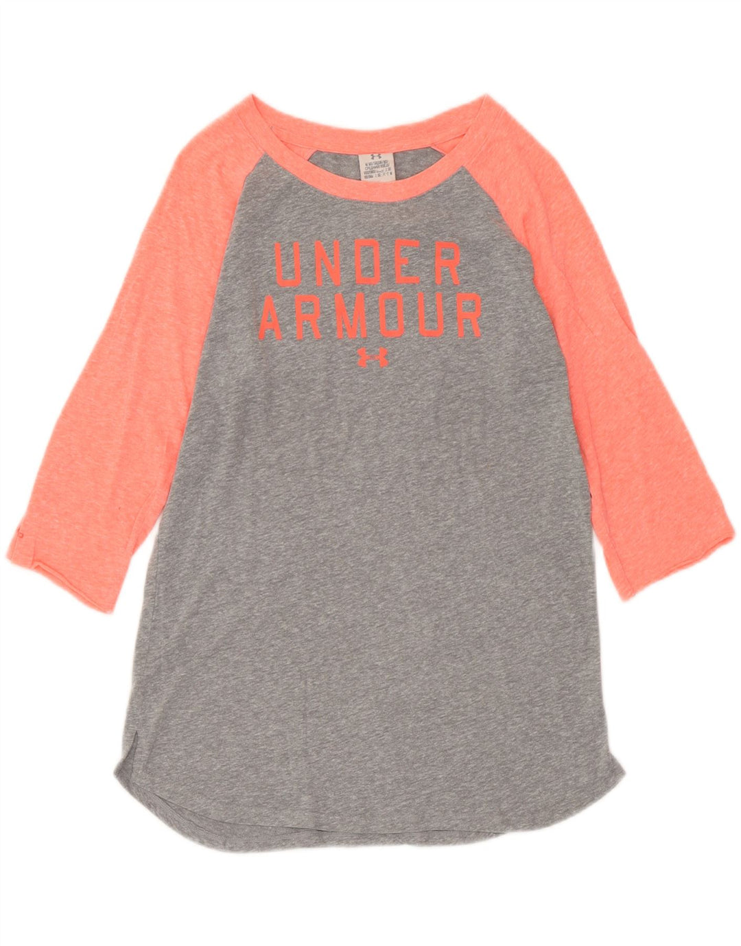 UNDER ARMOUR Damen Heat Gear Graphic Top 3/4 Ärmel UK 12 Mittelgrau