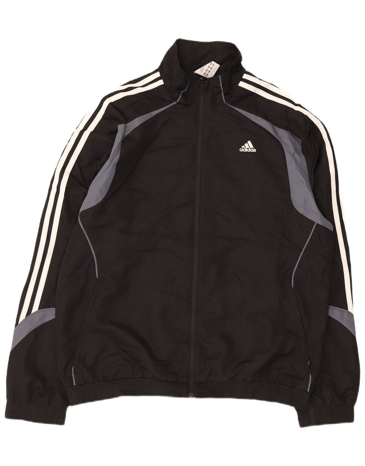 Adidas Herren-Trainingsanzugoberteil, UK-Größe 42/44, großes schwarzes Colourblock-Polyester