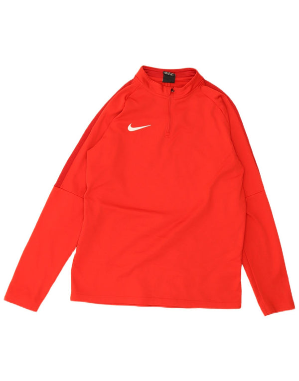 Nike Boys Dri Fit Zip Neck Top Langarm 13–14 Jahre XL Rot Polyester