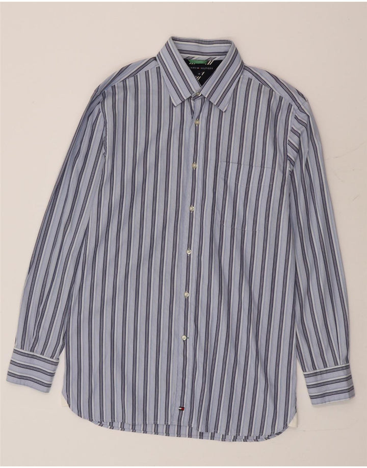 Tommy Hilfiger Herrenhemd mittelblau gestreift aus Baumwolle