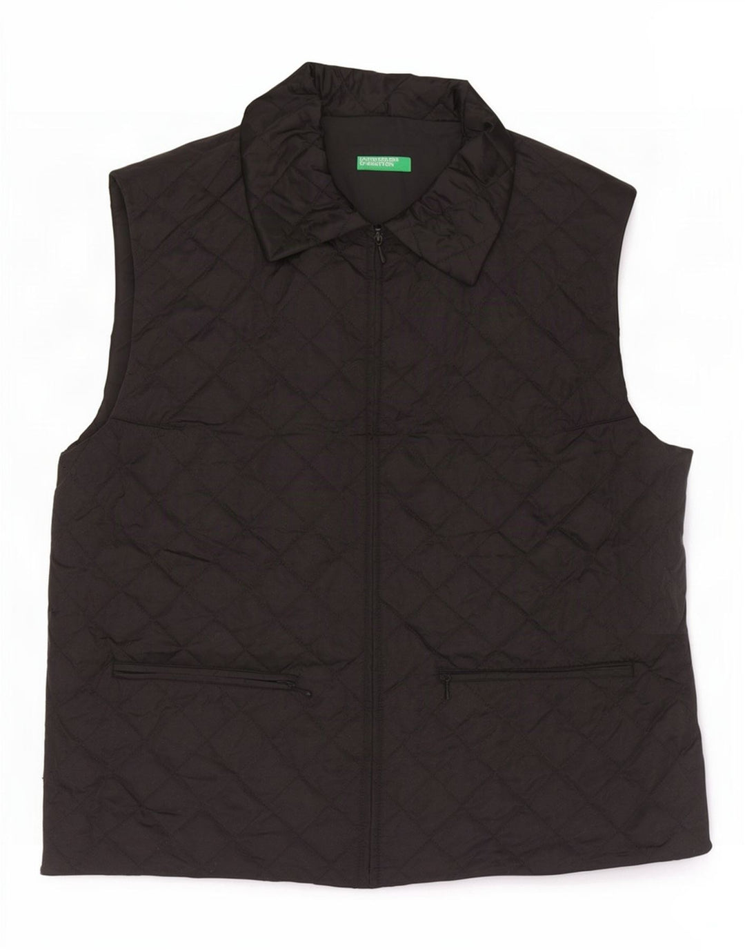 Benetton Damen Steppweste UK 16 Large Schwarz Polyamid