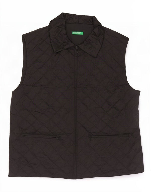 Benetton Damen Steppweste UK 16 Large Schwarz Polyamid