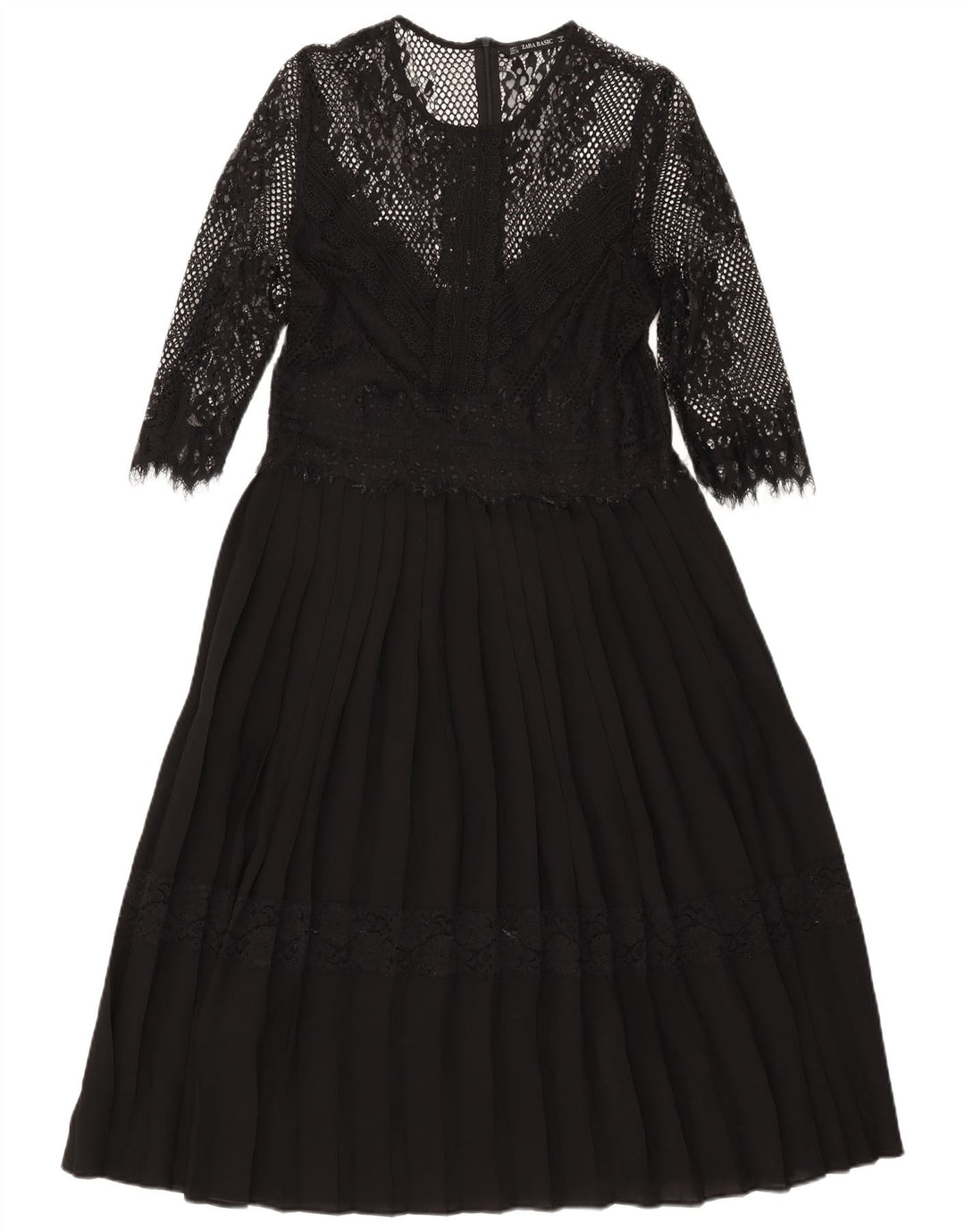 Zara Damen-Maxikleid mit 3/4-Ärmeln, UK-Größe 44, Größe L, Schwarz, Polyamid