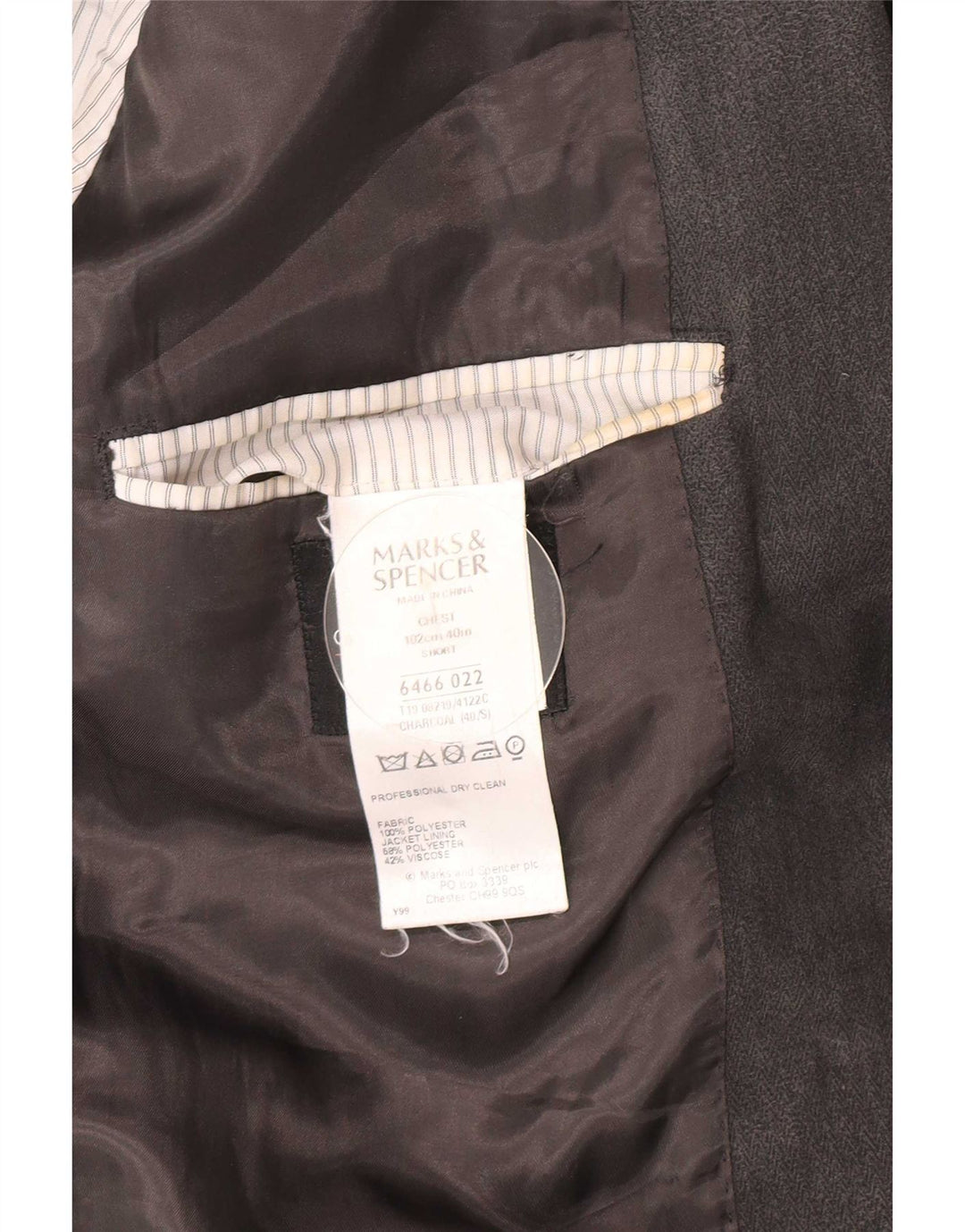 Marks & Spencer Herren-Blazer mit 2 Knöpfen, UK 40, mittelgrau, Fischgrätenmuster