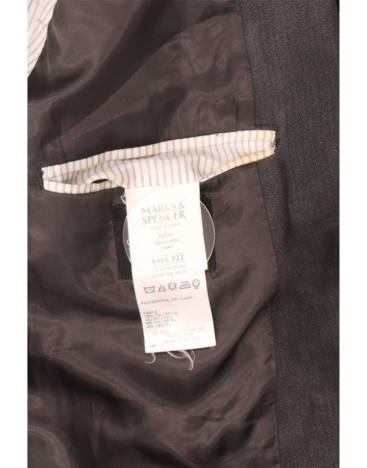 Marks & Spencer Herren-Blazer mit 2 Knöpfen, UK 40, mittelgrau, Fischgrätenmuster