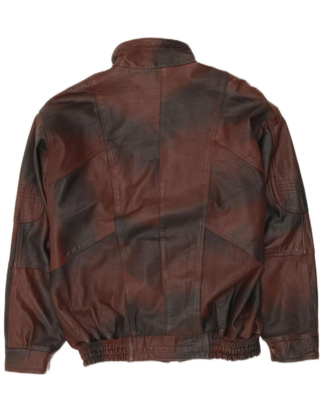 VINTAGE Herren Lederjacke UK 40 Large Brown Tie Dye