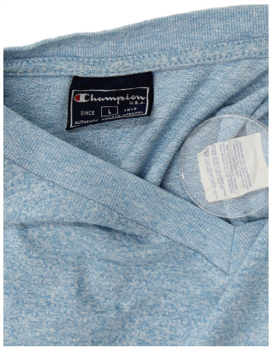 CHAMPION Herren-T-Shirt-Oberteil, groß, blau gesprenkelte Baumwolle