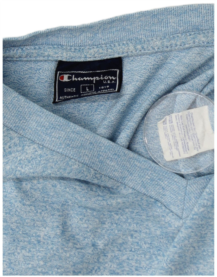 CHAMPION Herren-T-Shirt-Oberteil, groß, blau gesprenkelte Baumwolle