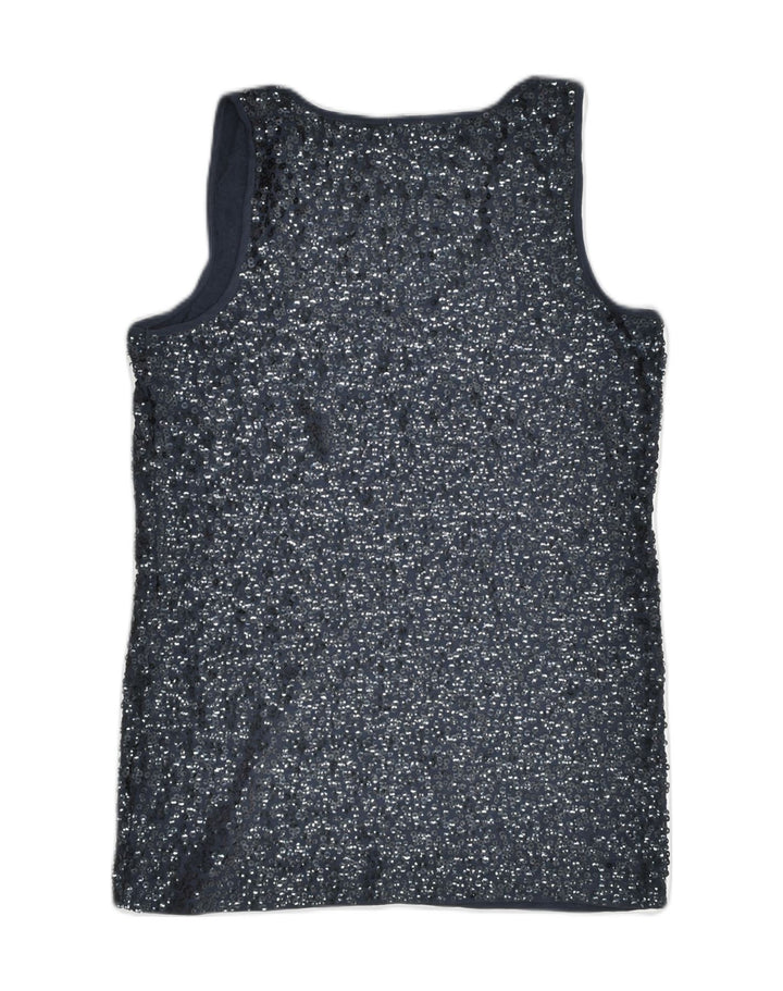 J. CREW Womens Vest Top UK 4 XS Navy Blue Cotton | Vintage J. Crew | Thrift | Second-Hand J. Crew | Used Clothing | Messina Hembry 