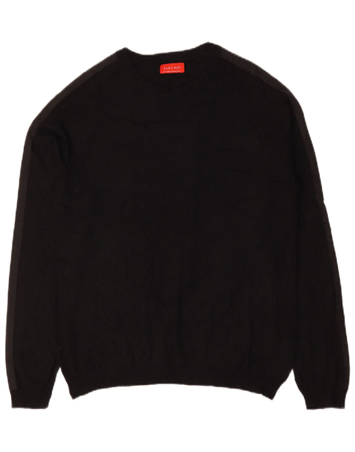 Zara Herren-Pullover mit Rundhalsausschnitt, Mittelschwarz
