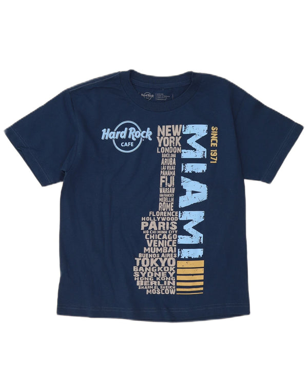Hard Rock Cafe Damen Miami Graphic T-Shirt Top UK 12 Medium Marineblau