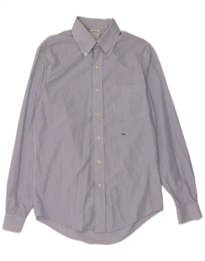 Brooks Brothers Herren 346 Hemd Größe 15 mittelblau gestreift aus Baumwolle