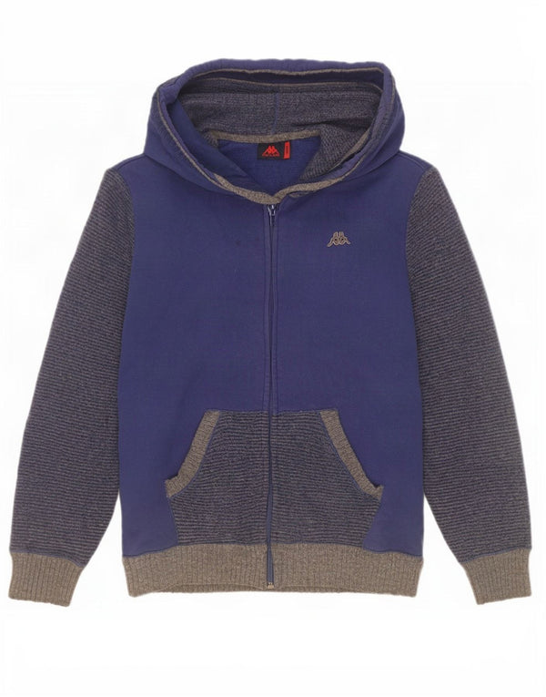 Kappa Herren-Strickjacke mit Kapuze, kleine blaue Farbblock-Lammwolle