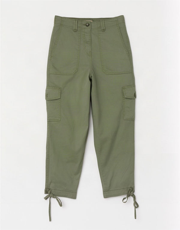 Marks & Spencer Damen Crop Cargohose Medium W26 L23 Grünes Lyocell