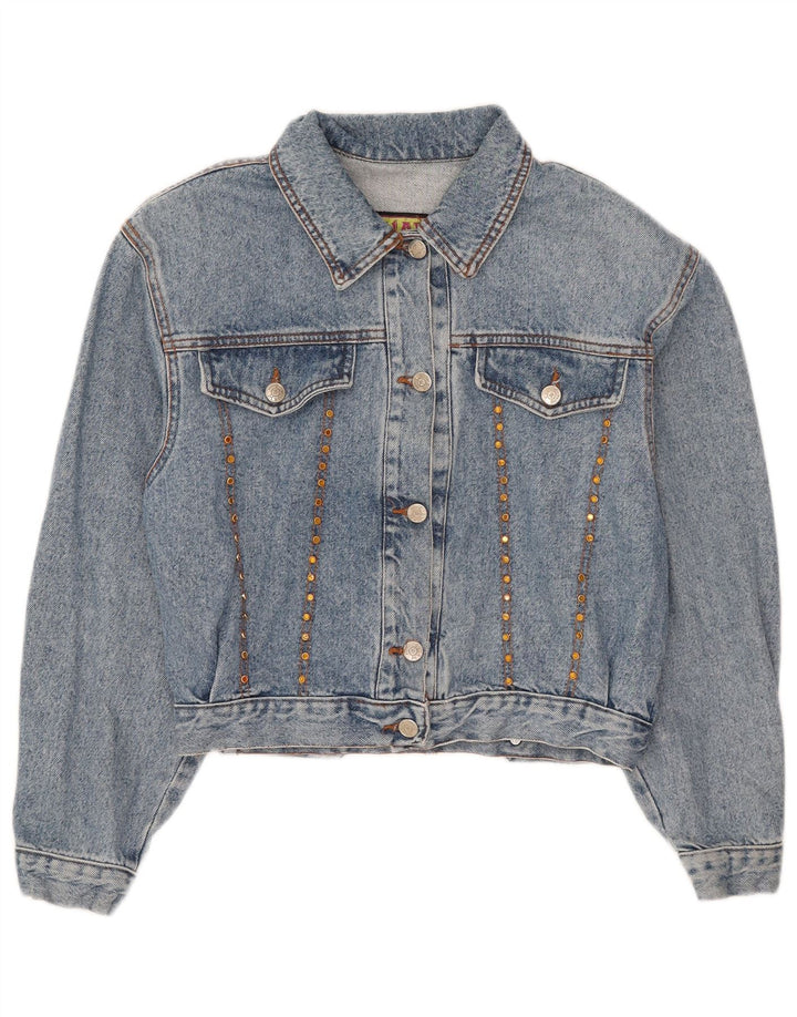 Squaw Womens Crop Oversized Jeansjacke UK 10 Small Blau Baumwolle