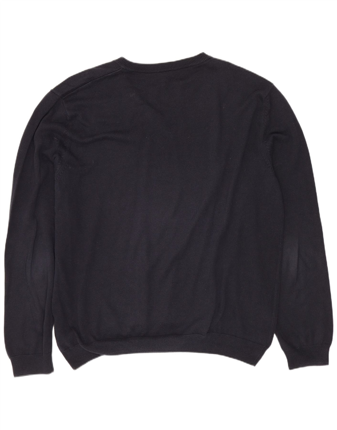 HUGO BOSS Herren-Pullover mit V-Ausschnitt, XL, marineblaue Baumwolle