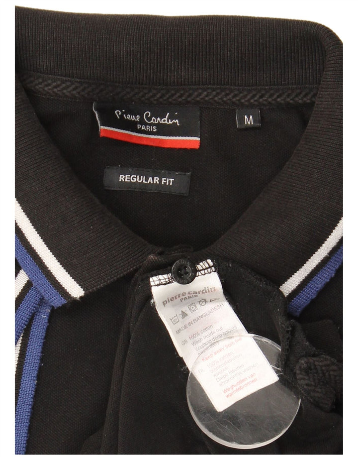 Pierre Cardin Herren-Poloshirt mit normaler Passform, mittelschwarz, gestreift, Baumwolle