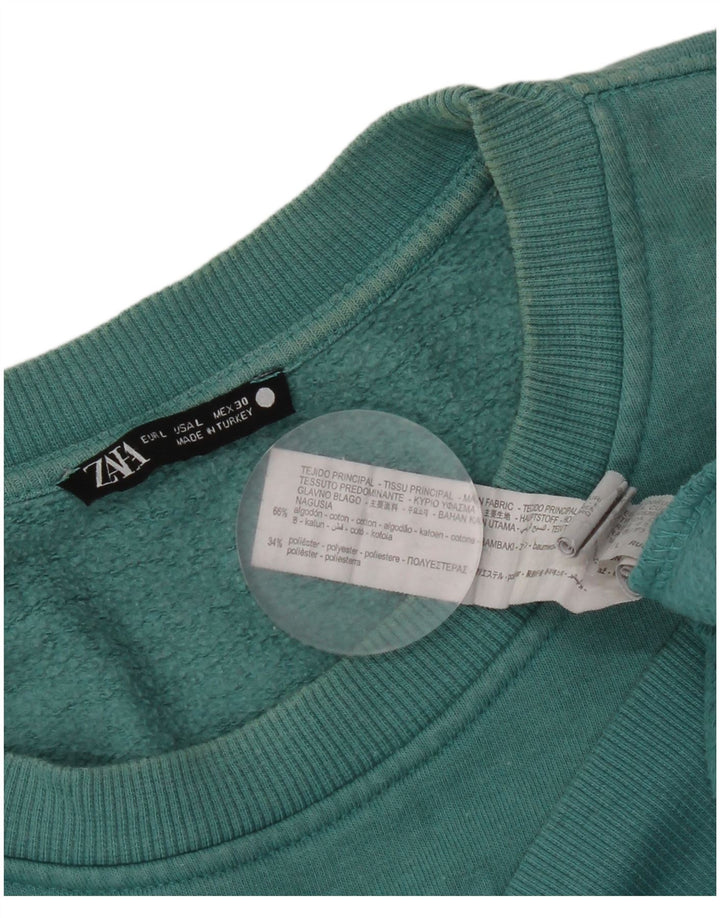 Zara Damen-Sweatshirt mit Grafik, übergroß, Größe 44, Blau, Baumwolle