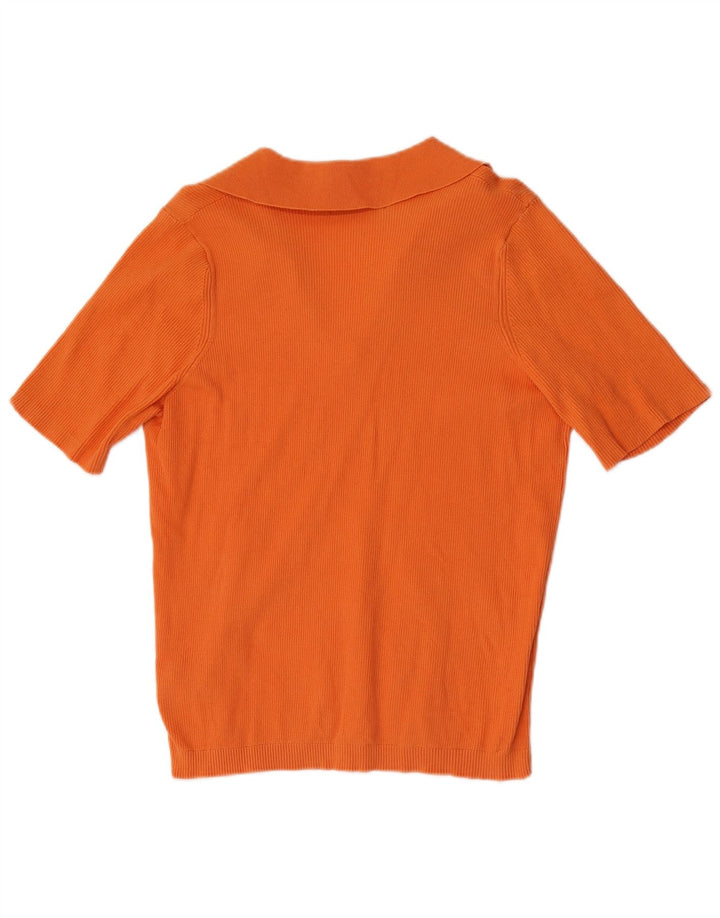 Marks & Spencer Damen Poloshirt UK 16 Large Orange Baumwolle